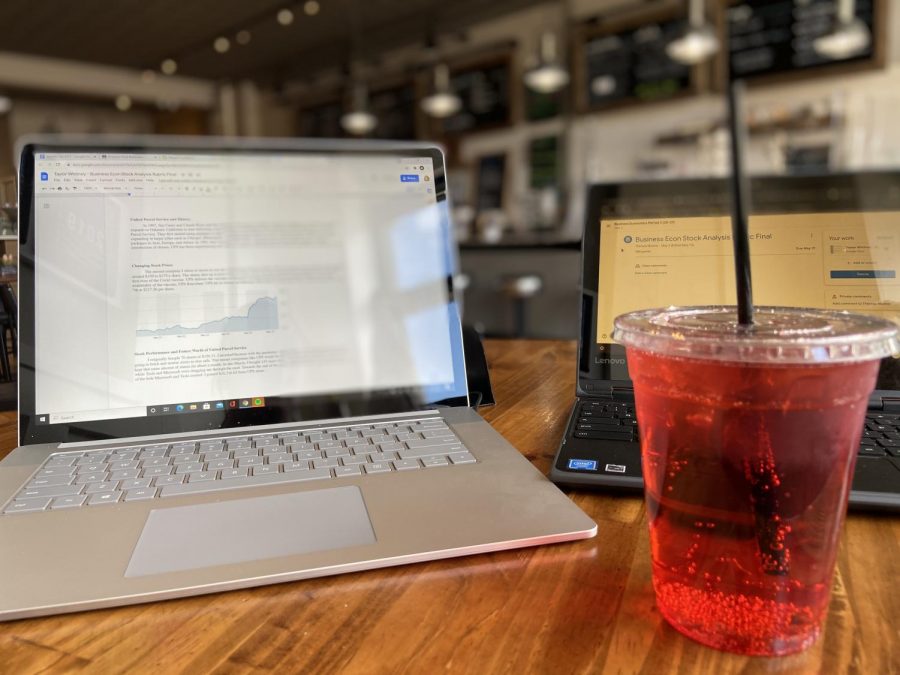 Summer is coming up fast, especially for the seniors. One of the best spots to study is in a coffee shop. Drink something sweet while grinding away on that last paper. While the underclassmen have a week left, the seniors are enjoying the last few bittersweet moments.