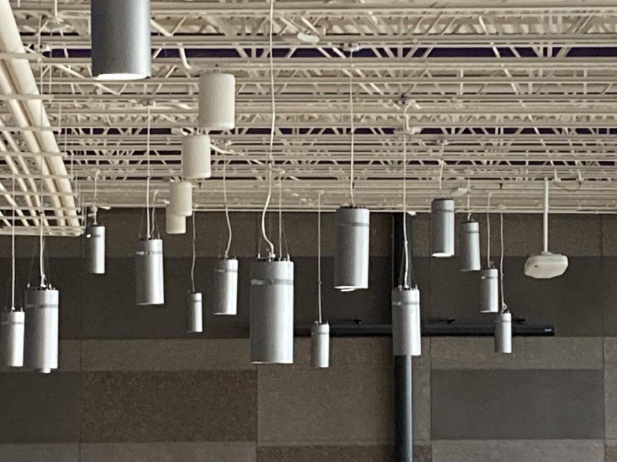 Lights hanging from the roof