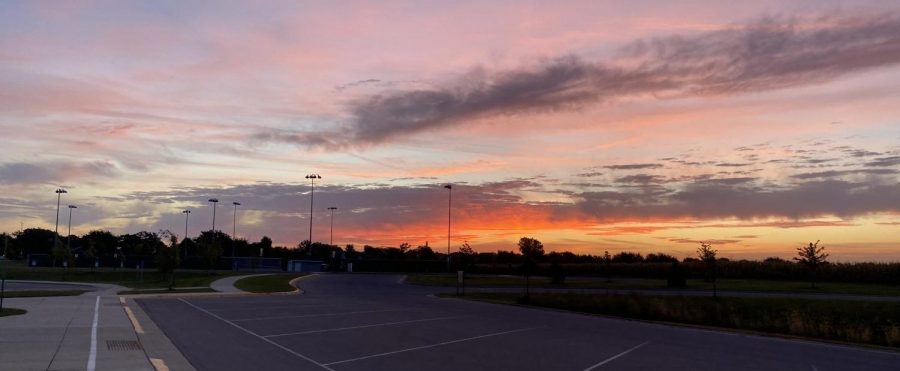 A new day approaches the New Ulm High School as the sun rises