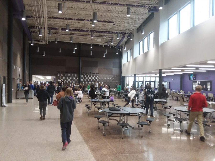 NUHS Students flood into the cafeteria for lunch.