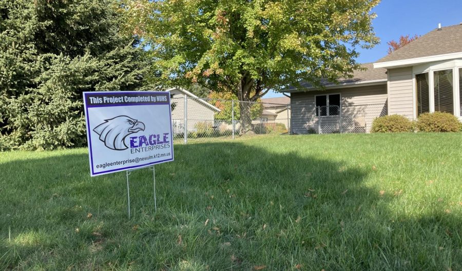 New Ulm High School Eagle Enterprise students finish their first job site project of the year.