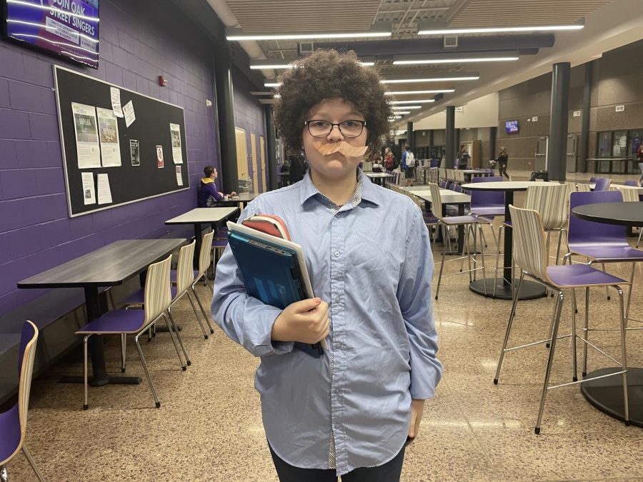 Brooklyn Grau dressed up as Bob Ross