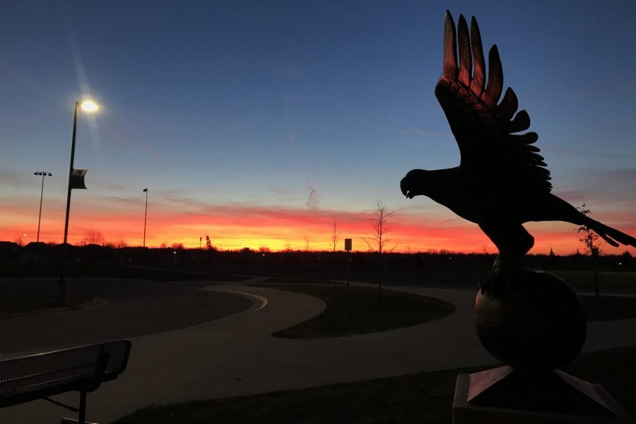 Sunrise on top of the hill next to the high school