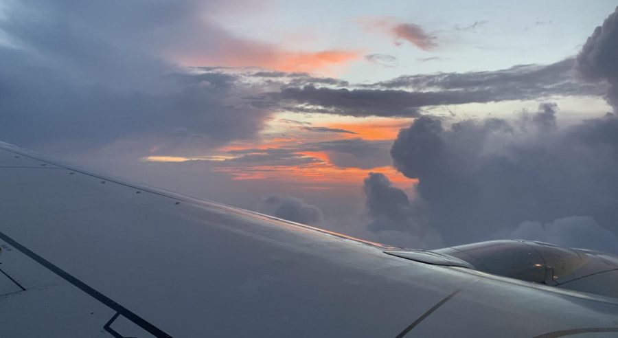 A sunset from an airplane