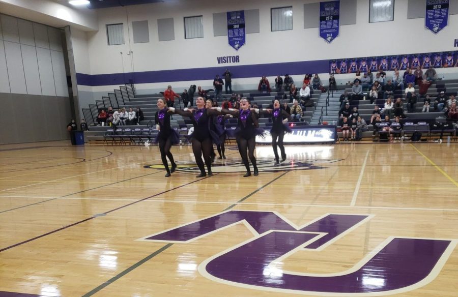 New Ulm Dance team setting up for the signature kick line 