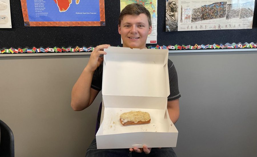 Junior Jared beranek showing off his donut.