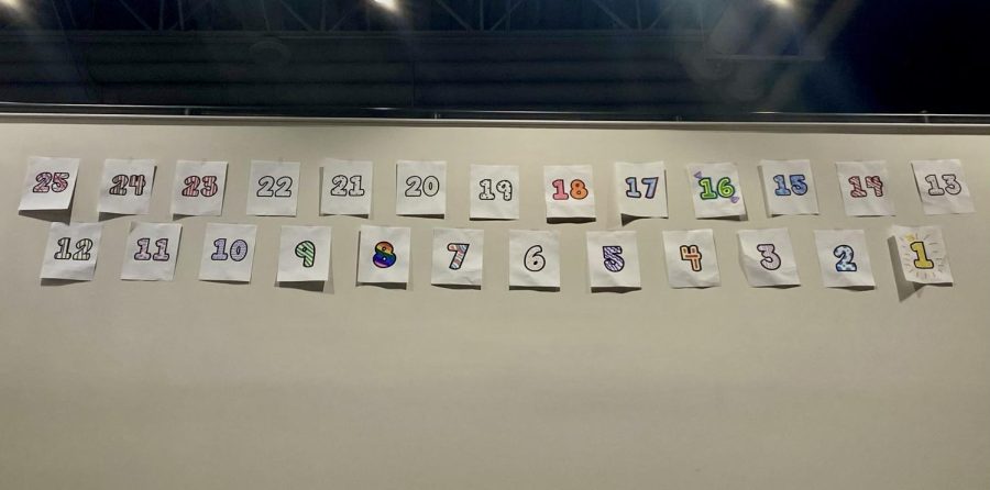 A new end-of-school countdown was posted as seniors anxiously countdown the days. These vibrant numbers will be taken down each day until May 25th. The countdown is located in the upper commons! 