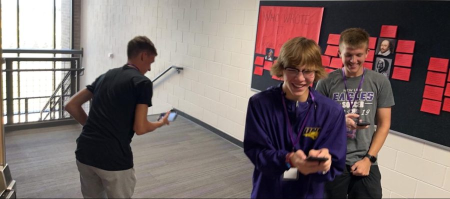 Journalism students browse the school for stories.
