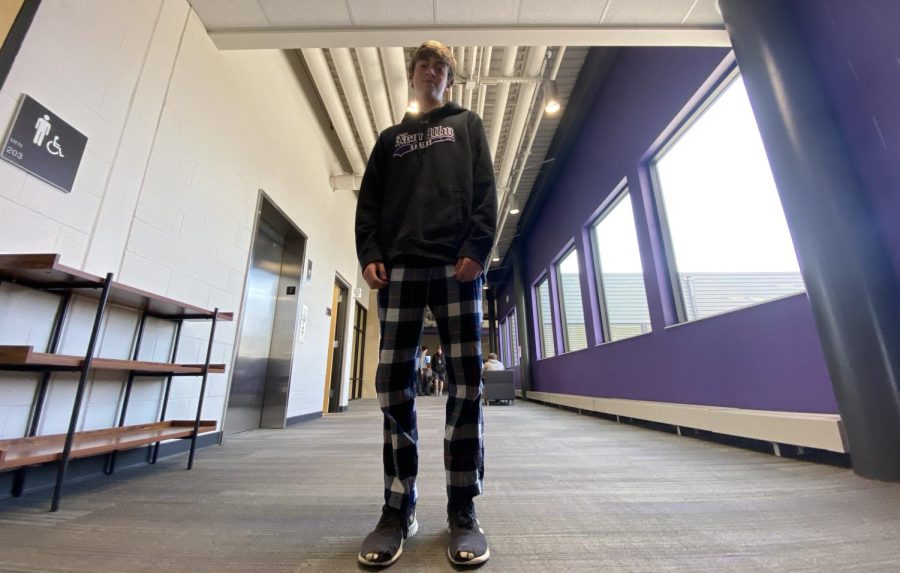 9th Grader Daniel Brownfield looking cozy on Comfy Day!