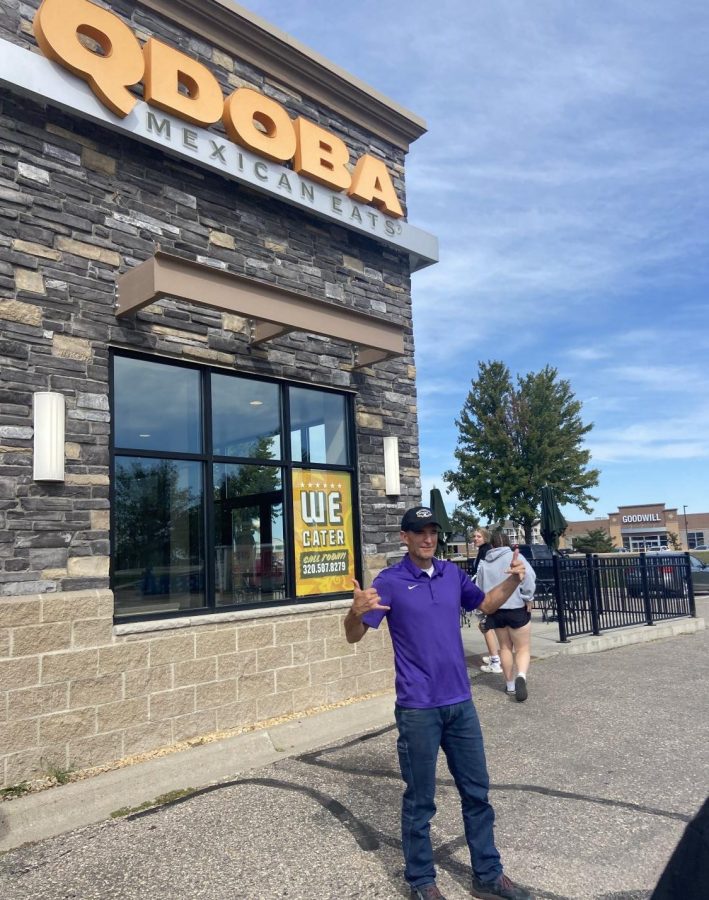 Stopping for a quick bite to eat at Qdoba in Hutchinson on Sept. 10th, 2022, Tennis coach Pete Engeldinger along with the New Ulm High School tennis team fuel up on some classic Mexican food. After a tennis triangular on 9/10/22, the NUHS tennis team decided to stop for some food on the way back from Hutchinson. The tennis team was tired and hungry after competing against two other tennis teams that day. "I can't wait!" said Sr. Calyn Glaser while waiting in line for Qdoba.