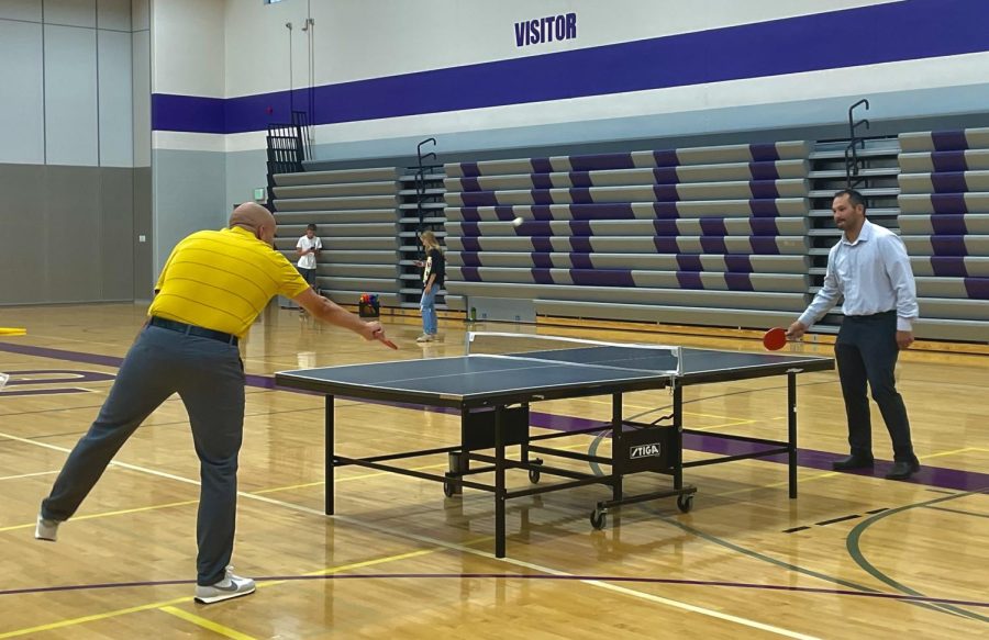 Mr. Dennis and Mr. Briggs seen battling it out in ping pong during BOTC prelims on September 21st.