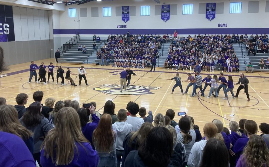 Seniors and staff compete in the final round in Tug of War for the final competition in BOTC on Sept 23 2023. 
