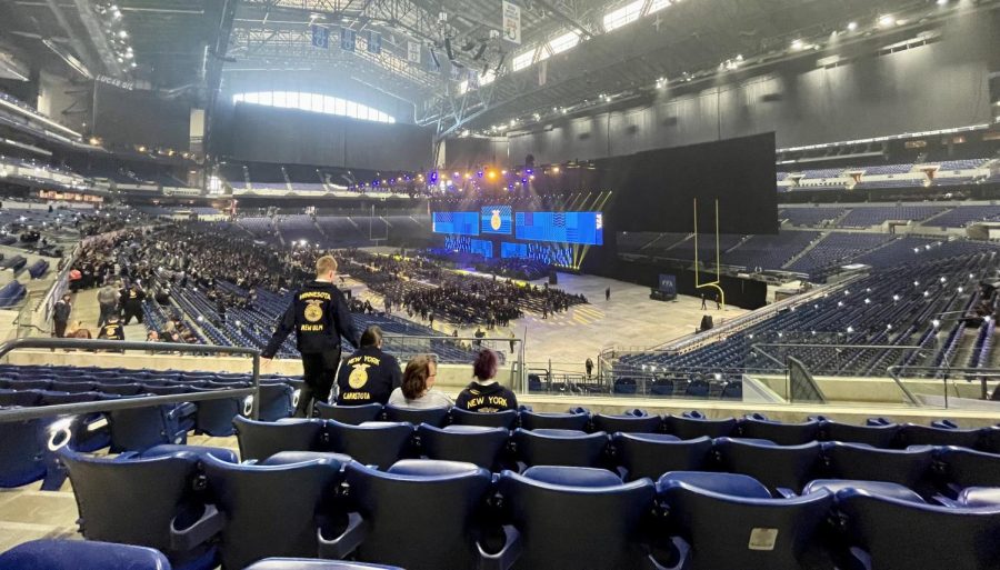 On Thursday, October 27, students attend second general session at National FFA Convention in the Lucas Oil Stadium in Indianapolis, Indiana.