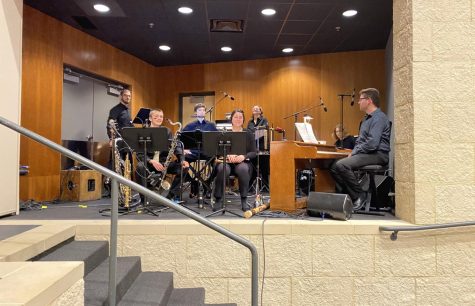 The Pit Orchestra getting ready to get mysterious and spooky in the Addams Family musical