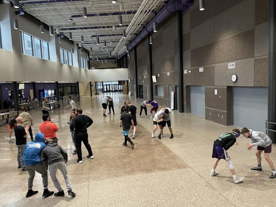 Eagles Wrestling Practicing In Commons 