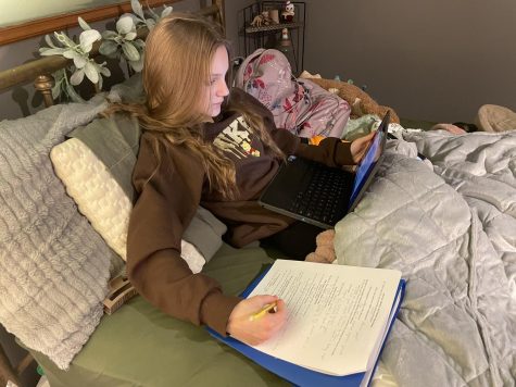 Second semester brings on twice the stress. Sophomore Addie Ringhofer works on homework for several classes into the night for school the next day. The homework is never ending and the semester just started! said Addie. Homework seems to be more stressful when students are ready for the semester to be over already.