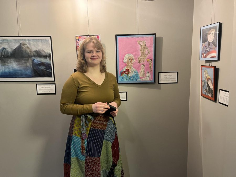 Junior Pearl Kowalke is the "Artist of the Month," shown at The Grand 