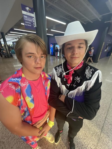 Juniors Henry Waloch (left) and Jaxon Salonek (right) go all out for Barbie vs Ken dress up day