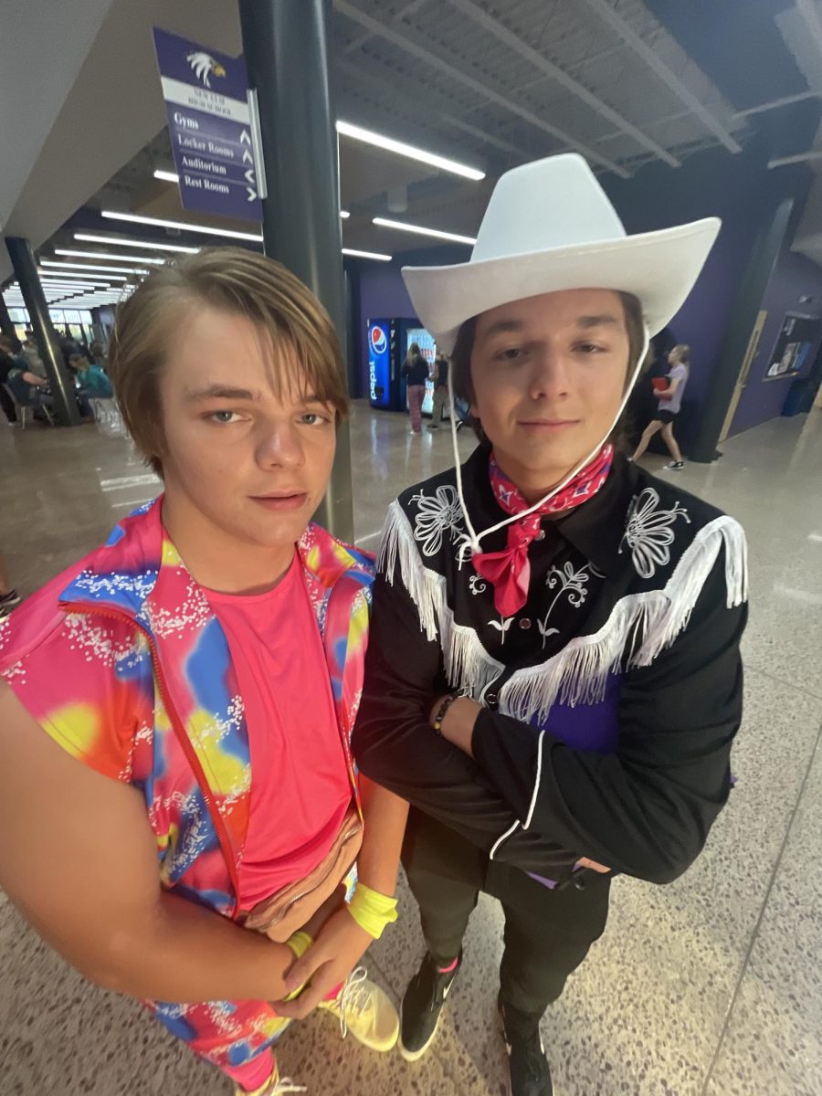 Juniors Henry Waloch (left) and Jaxon Salonek (right) go all out for Barbie vs Ken dress up day