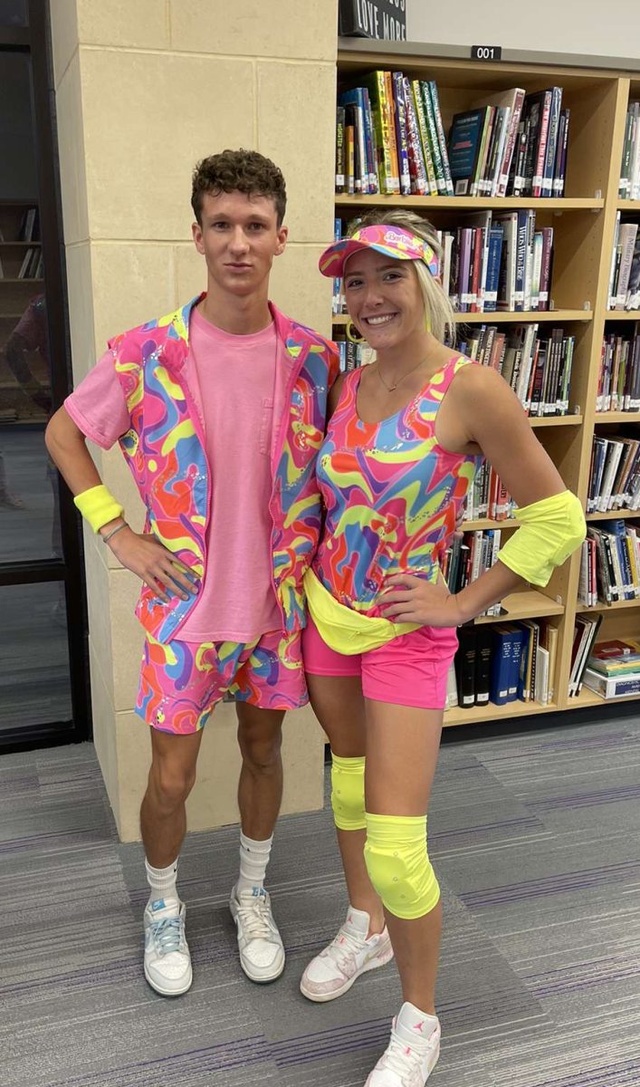 Seniors Brennan Shaver and Daviney Dreckman dress up for Wednesdays Barbie and Ken day.