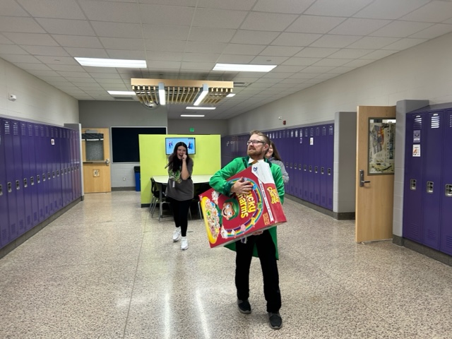 Mr. Mans embracing his inter leprechaun for dynamic duo day at NUHS 