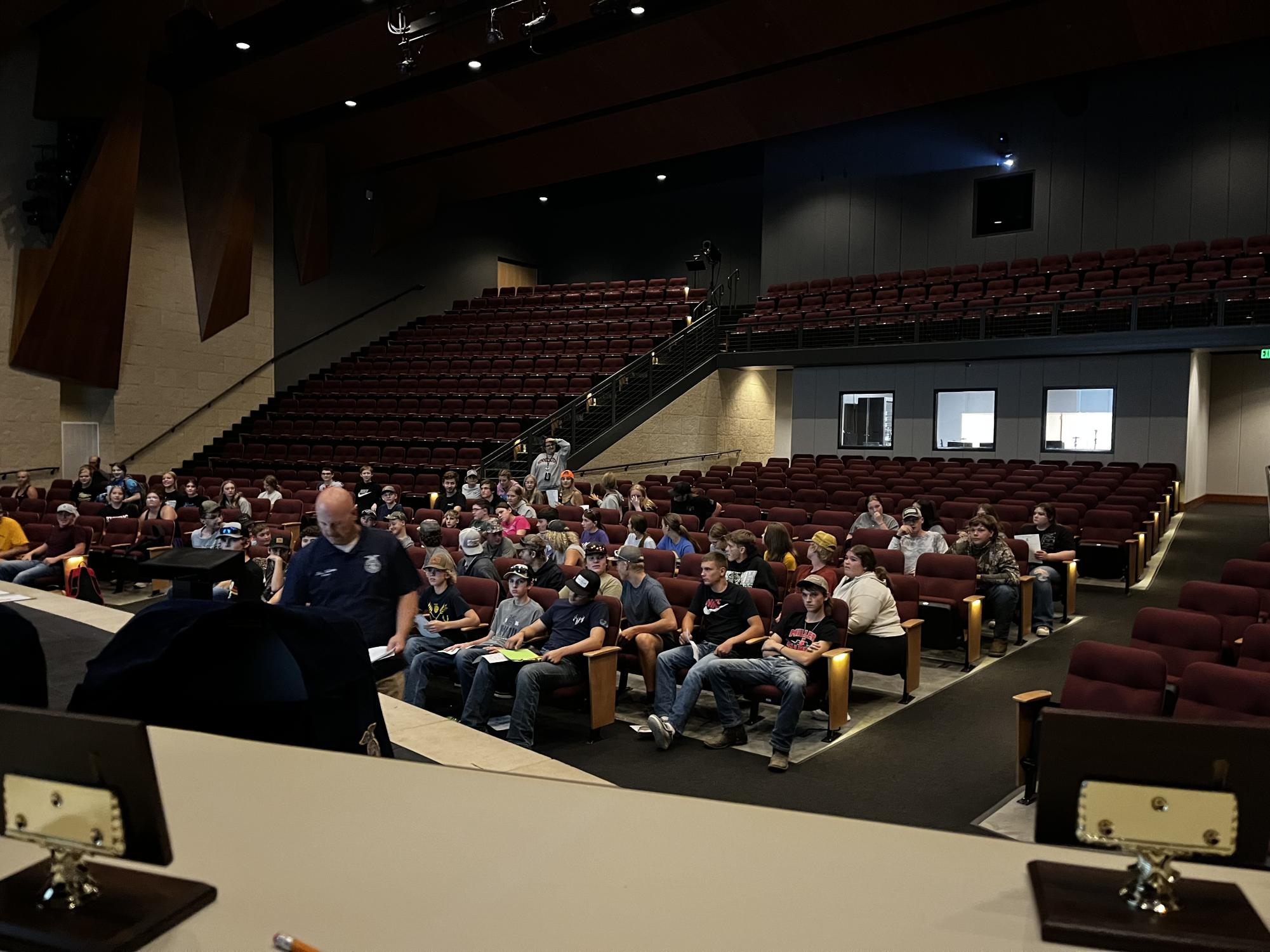 Seventy-seven FFA members waiting for the first FFA meeting to begin in the NUHS auditorium. 