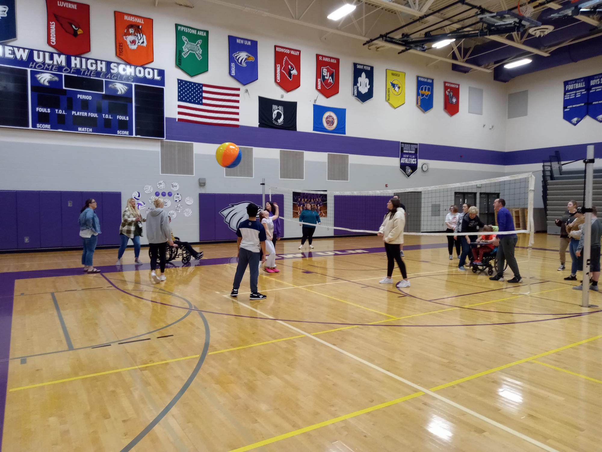 Mr. Lieser's people Aid class having fun playing beach volleyball. 