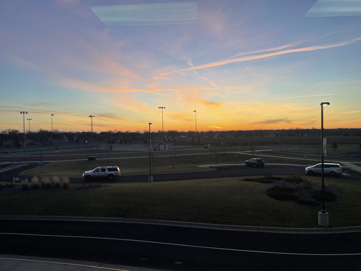 sunrise from top floor of the New Ulm highschool 