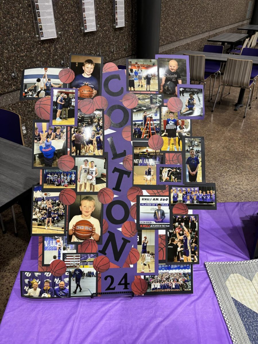 Colton Benson's senior photo board for senior night