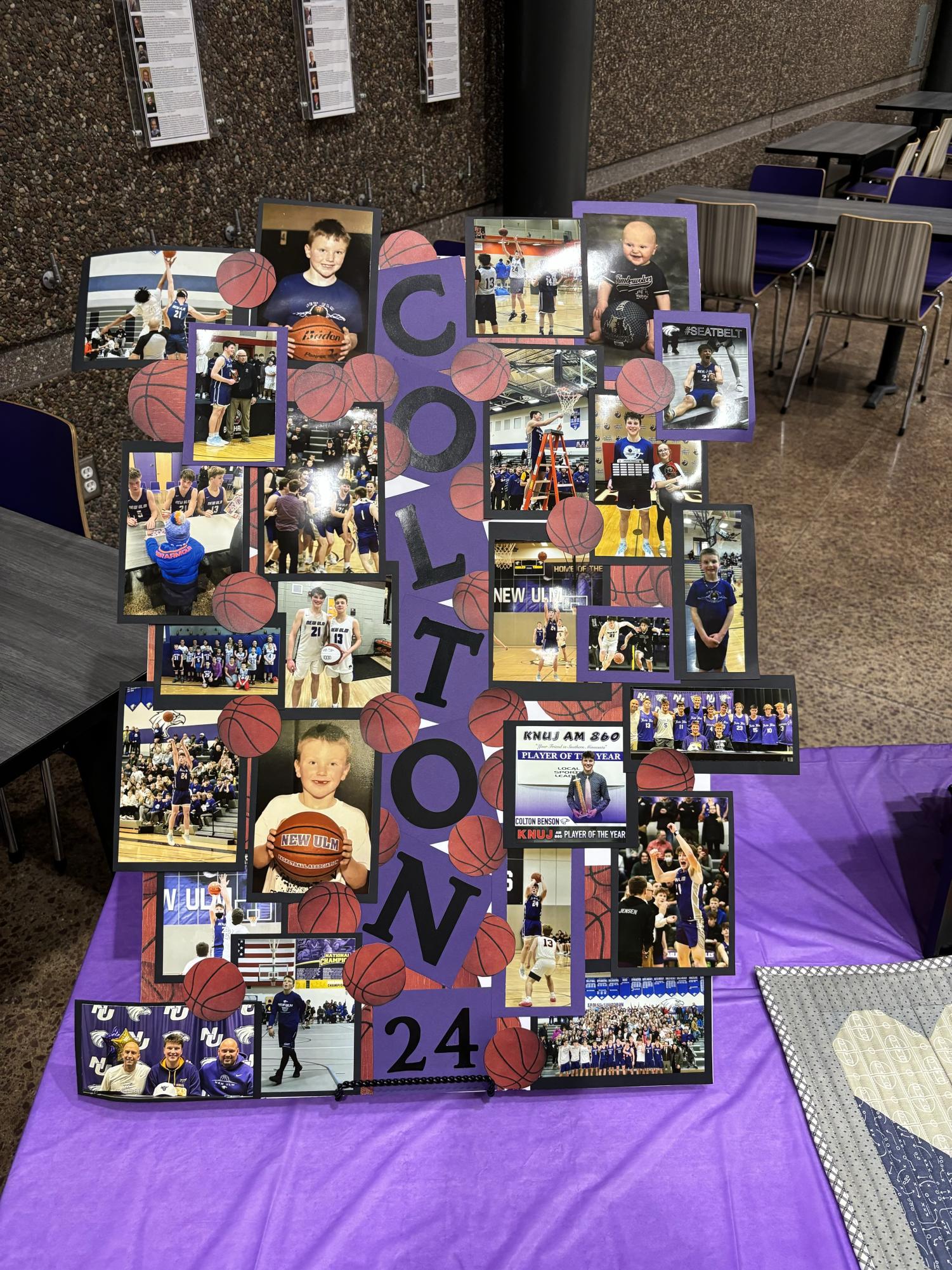 Colton Benson's senior photo board for senior night