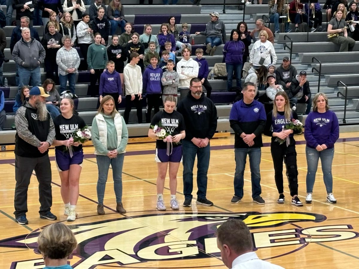 Seniors Abigail Rathman, Daviney Dreckman, Kaitlin Donnay, and Natalie Bianchi at the senior ceremony