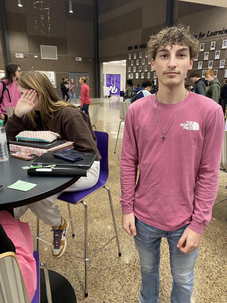 Junior Luke Mathiowetz seen on his birthday wearing pink. 