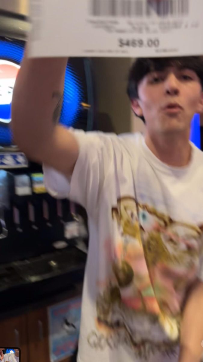 Minutes before senior Aaron Briones loses all his money to a roulette machine...