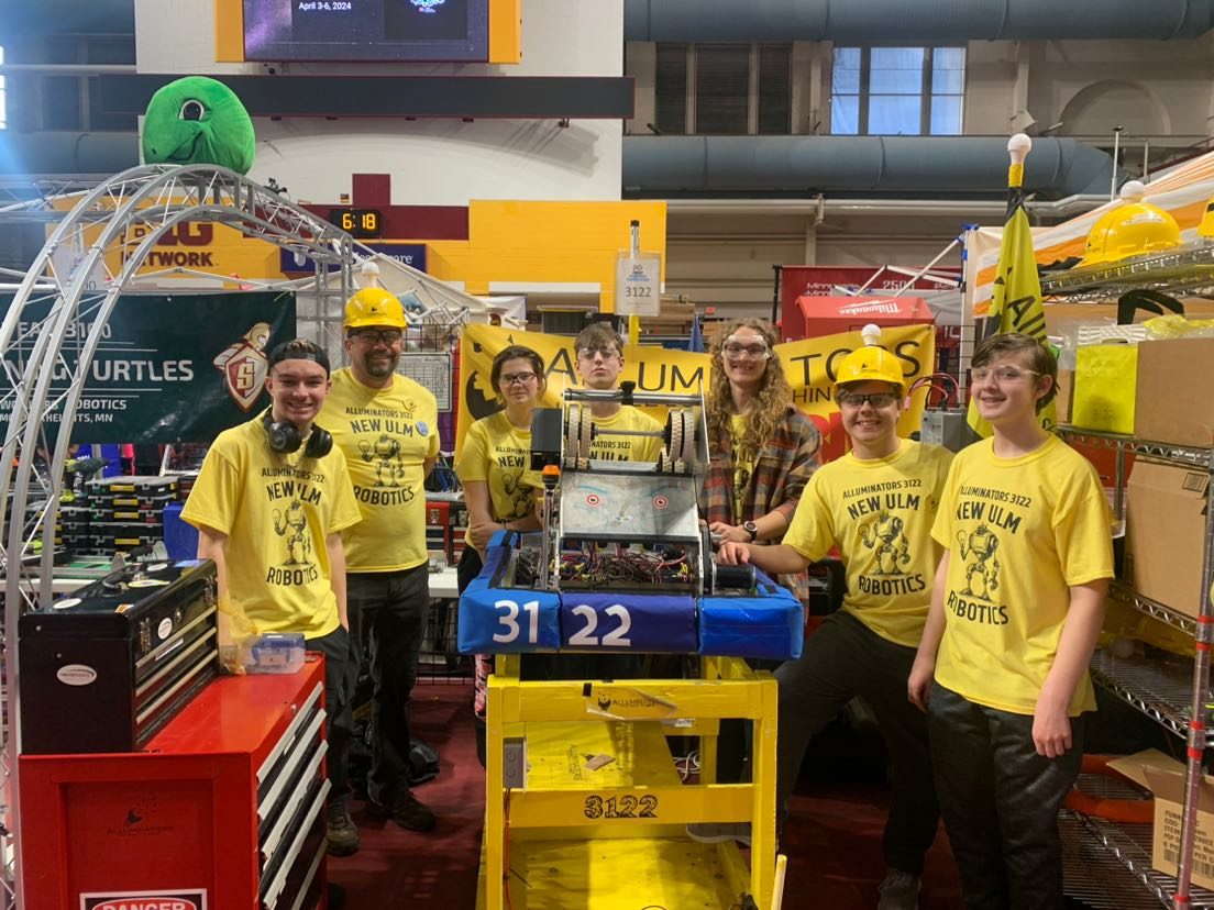 Robotics team posing for a photo