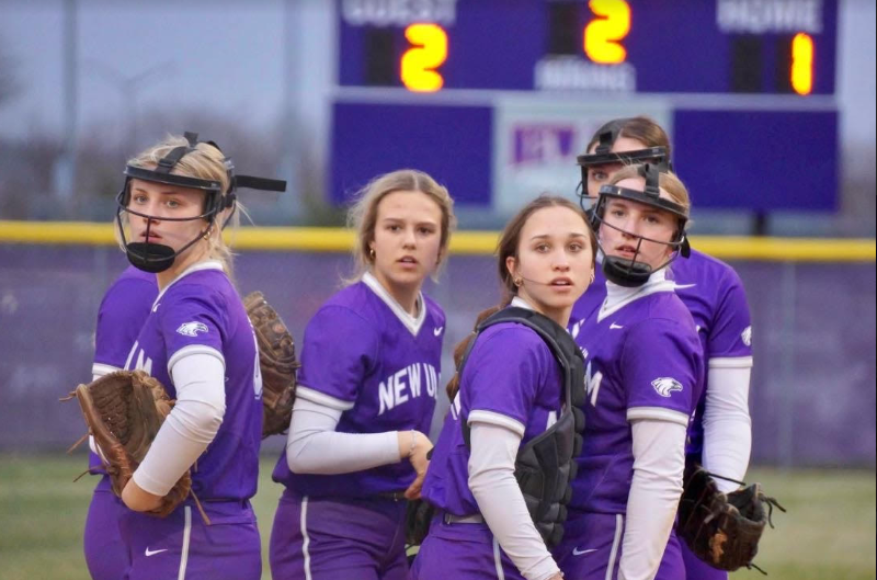 The defense for the Eagles softball.