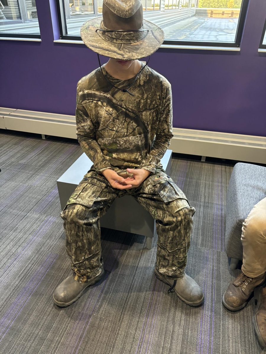 Wyatt blending in to his environment on Camo Wednesday