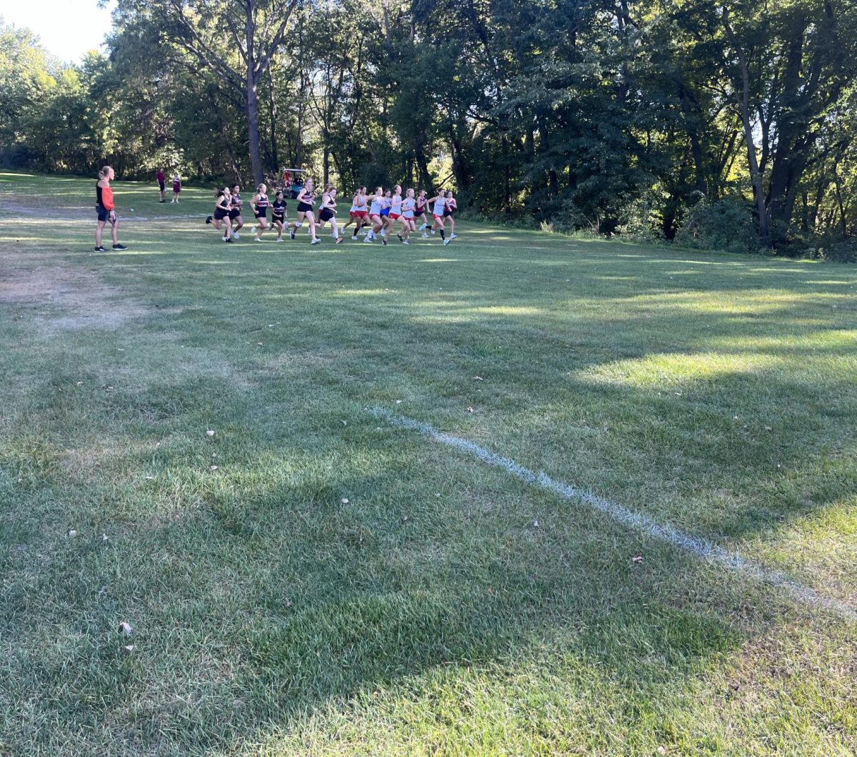 New Ulm's Cross Country team takes on 8 different teams at the St. James golf course on Thursday. Cross Country's crazy start line is filled with anxiety and stress. Runner Nicholas Turbos said, "It's very hectic off the start line."