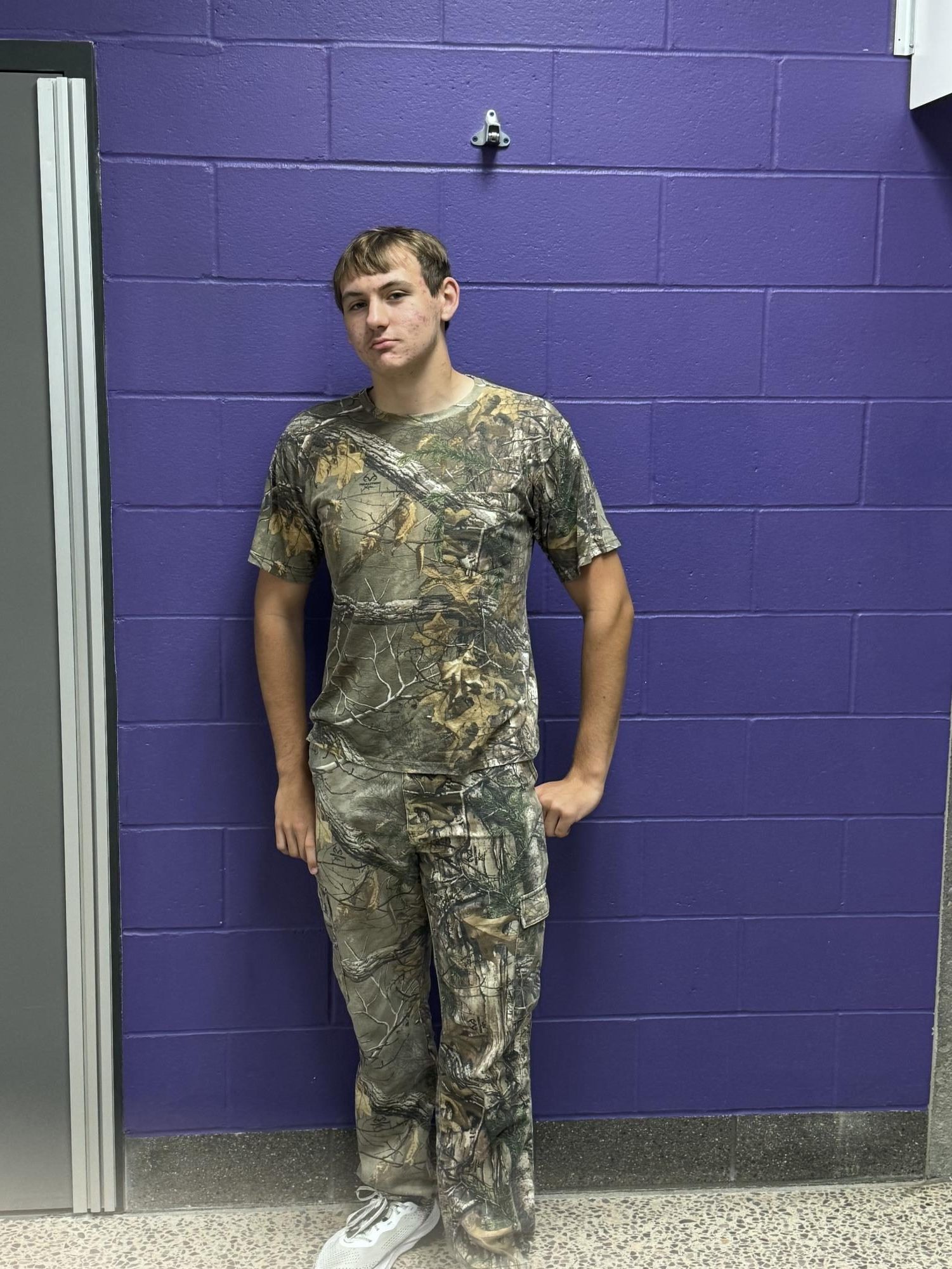 Junior, Tilken Fruhwirth decked out in camo for the homecoming dress up day 