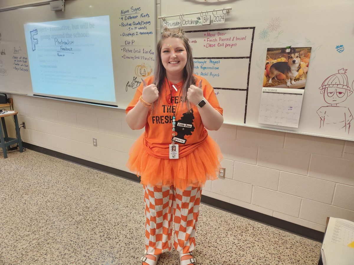 Ms.Page working it as a freshman for Halloween 