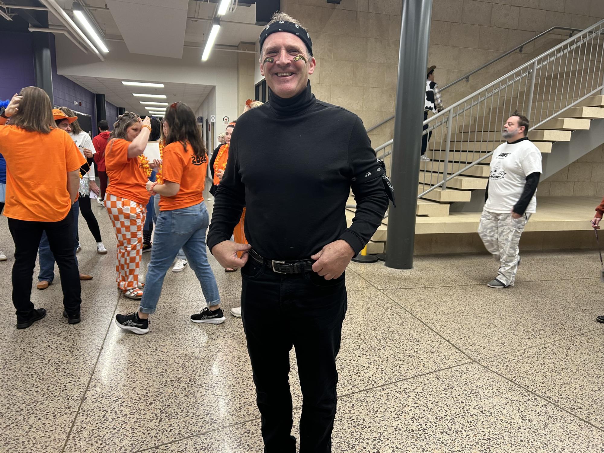 Principal Bergmann in full Halloween spirit.