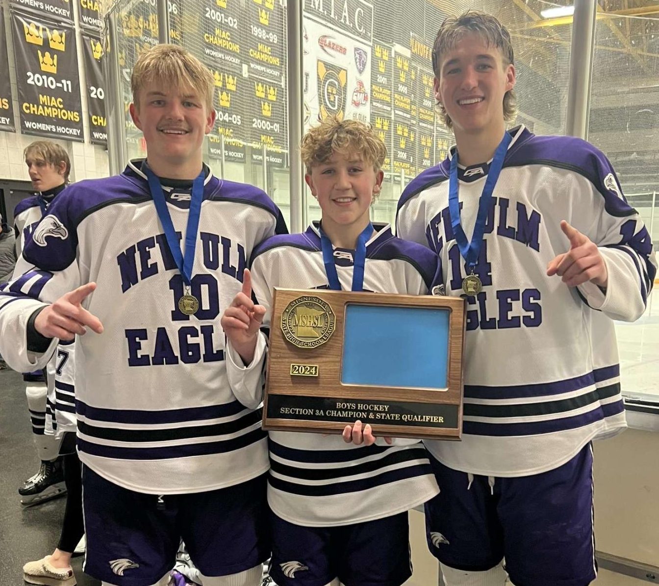 Senior Captions (left) Ian Brudelie, Brecken Neuman, and Brody Wenner