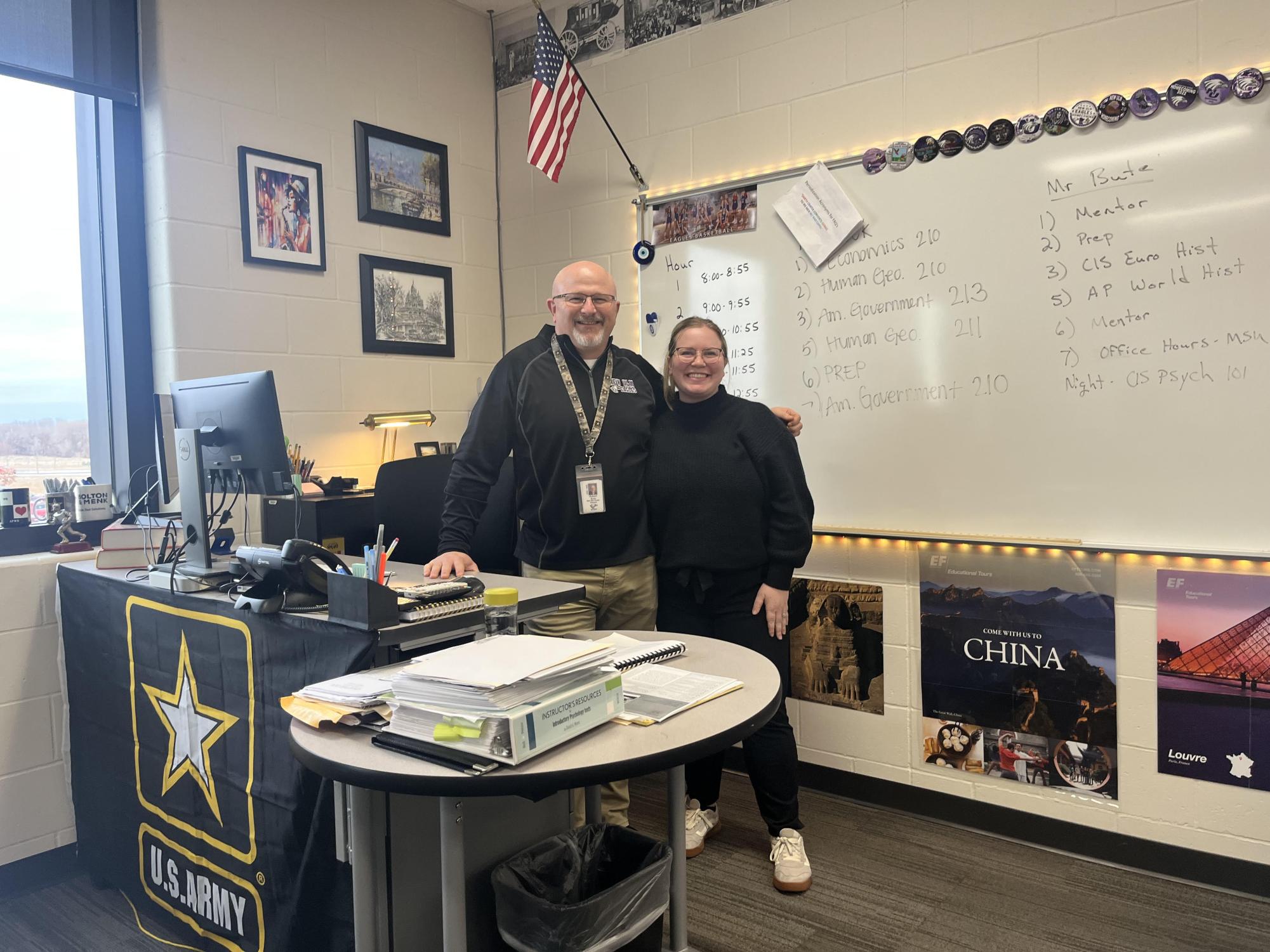 Mr. Bute and Ms. Novacheck, a new teacher and Knowledge Bowl assistant coach.