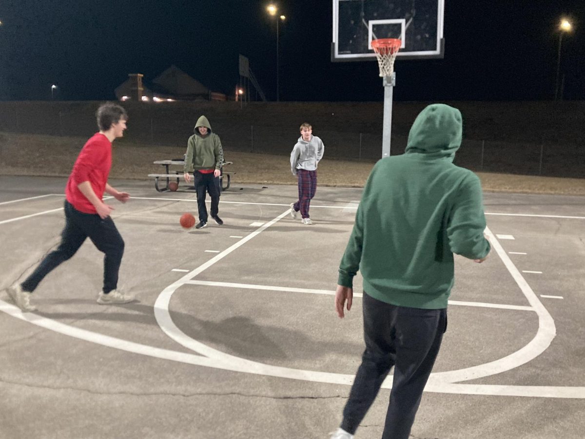 practicing for 3v3 Intramural (L to R) Antony, Caleb, Evan, Porfirio 