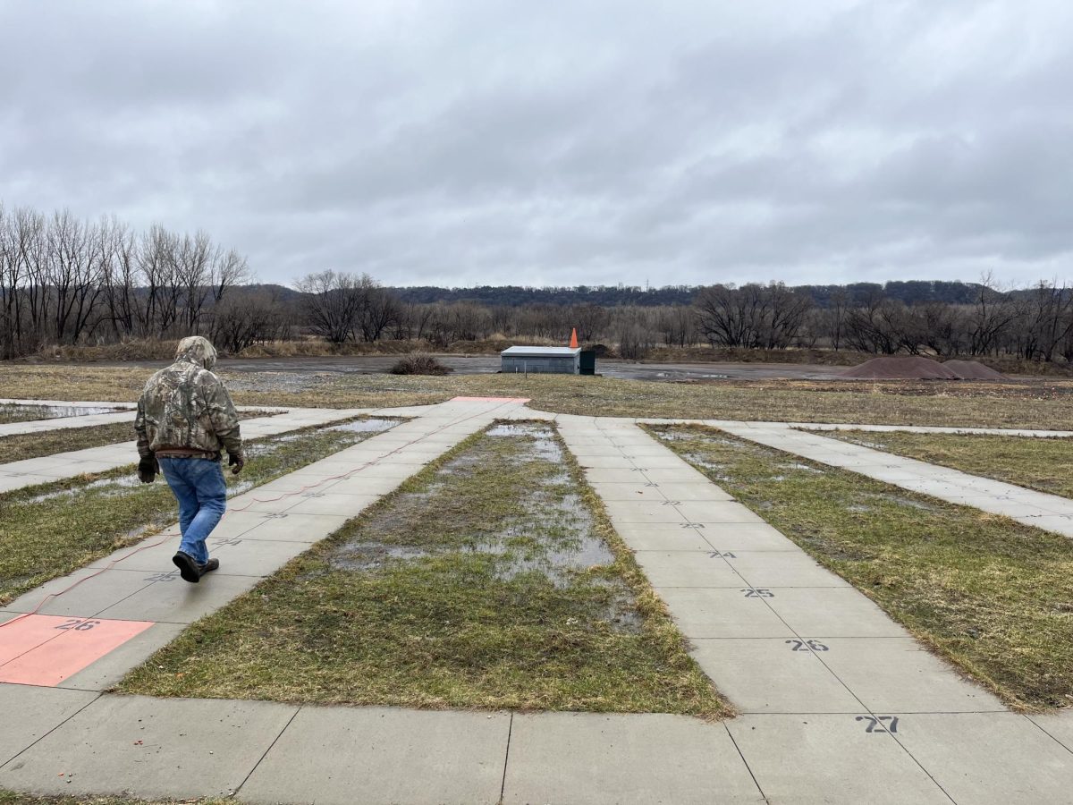 New Head Coach James Arndt leads a New Ulm trap team shoot on a cold afternoon recently.