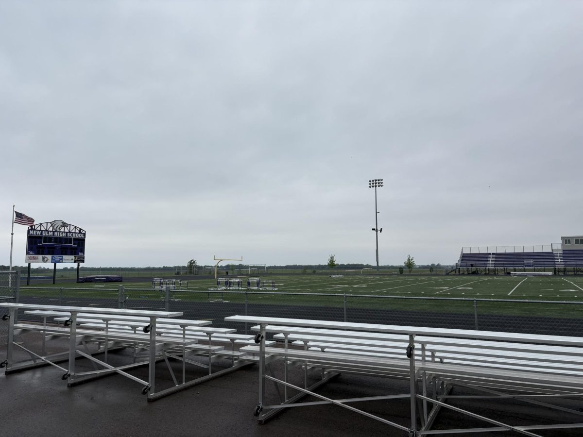 Gloomy sky's cast over track after heavy rain fall.