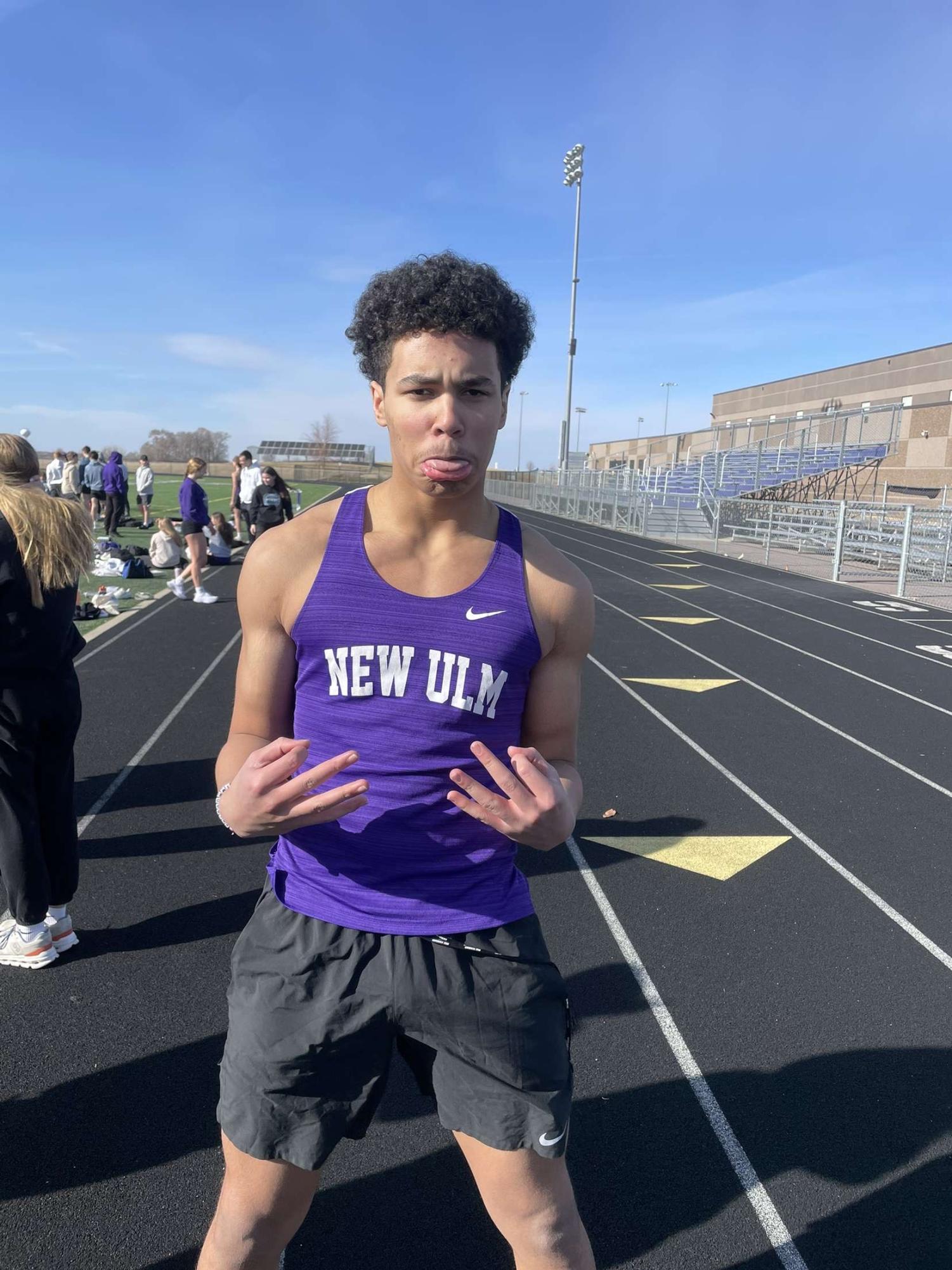 Senior Cin'Anthony Johnson in his track uniform.