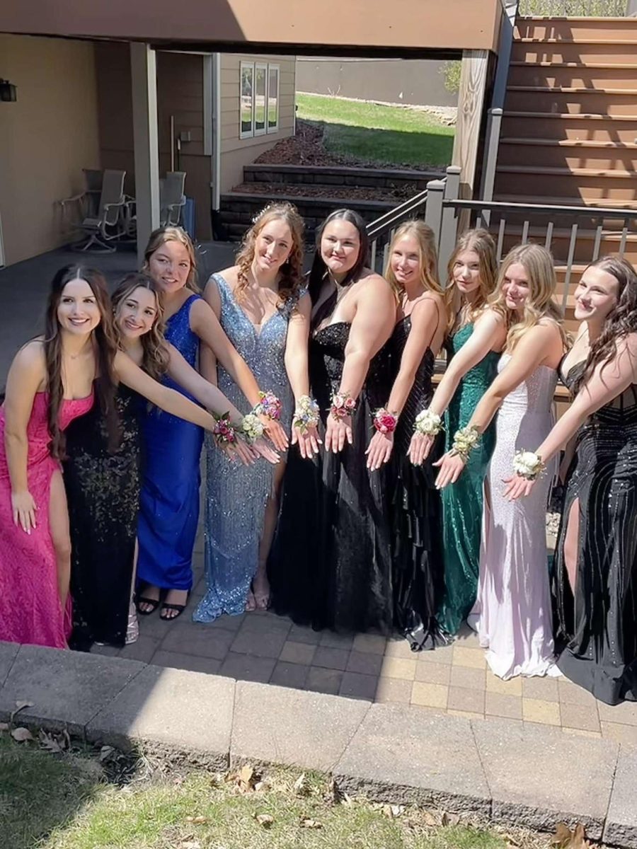 prom group of nine girls