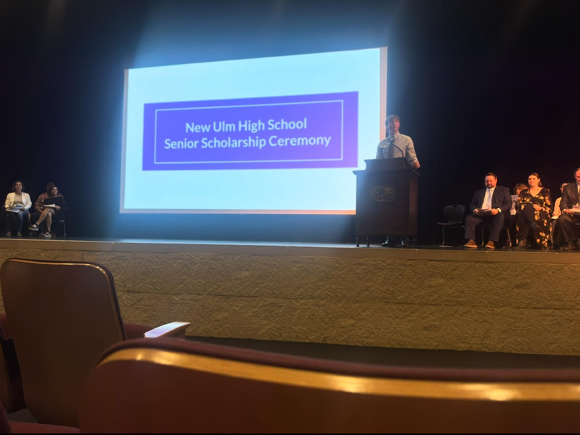 Senior Cullen Slette starting the ceremony off with a speech. 
