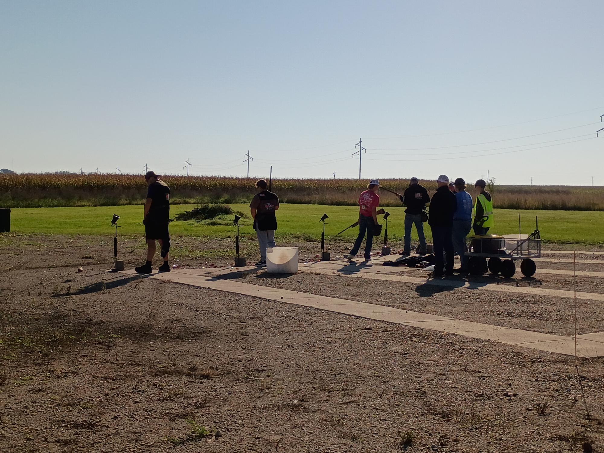 Trap nationals team, Tate Isaacson, Tilken Fruhwirth, Ian Lee, Tucker Clemon, and John Sondag Shooting at the FFA state trap shoot.