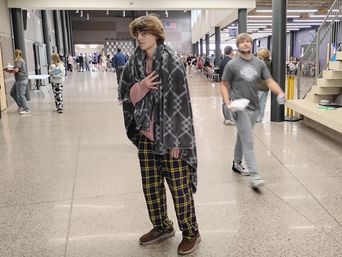 Senior Zachary Oswald Snug as a bug for Comfy Day